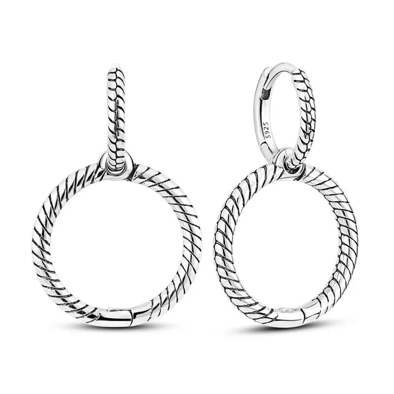 2024 New Sterling Silver S925 Oval Double Ring Close Set Serpentine Earring Drop Simple Jewelry For Women And Girls Party Gift