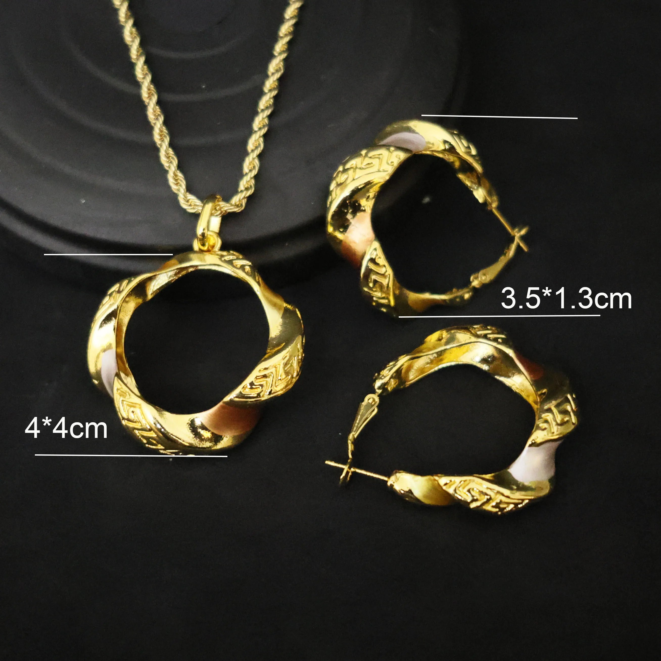 Luxury 18k Gold Plated Jewelry Set for Women Wedding Italian Jewellery Sets Bride Necklace and Earrings Bracelet African Gift