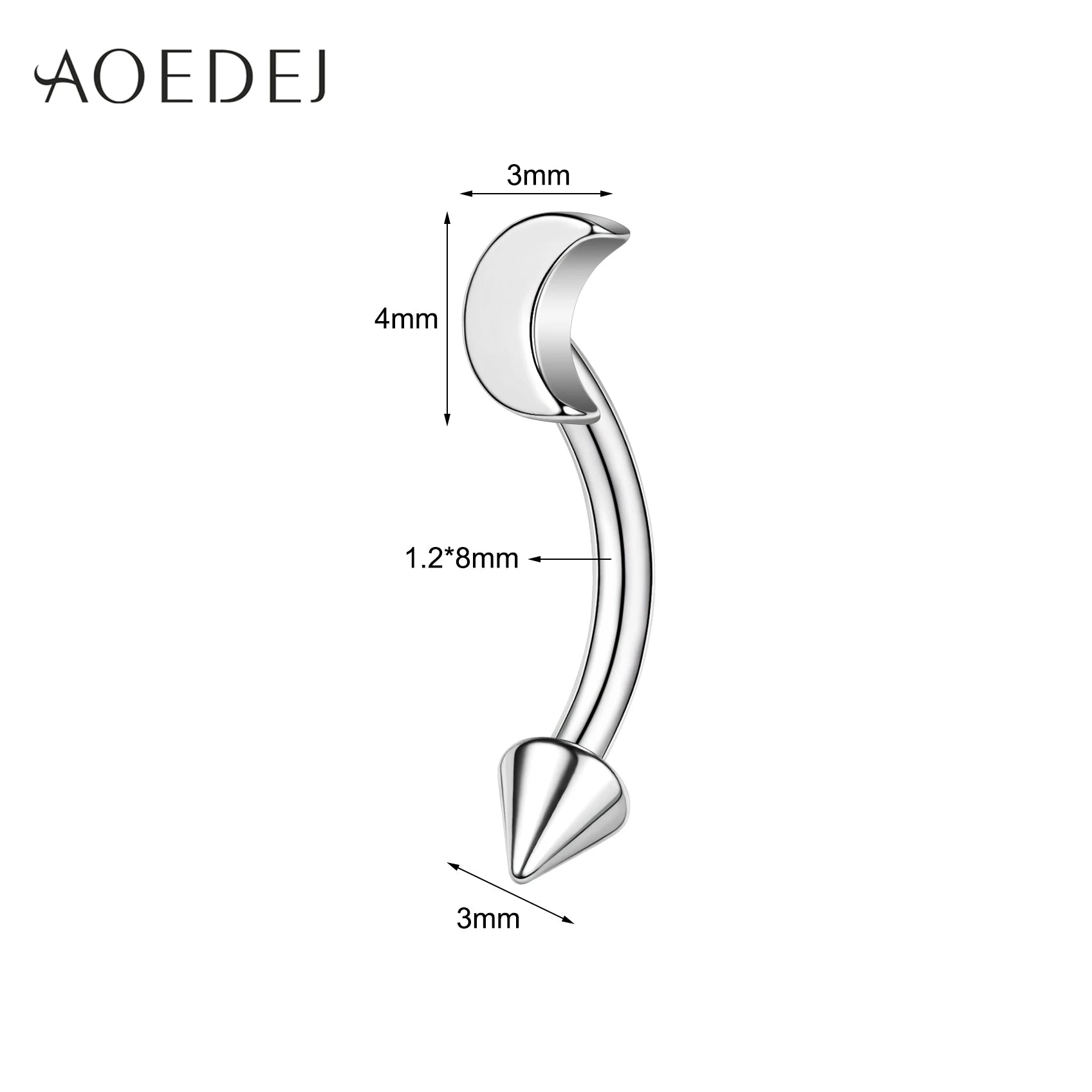 AOEDEJ 1 Piece Stainless Steel 16G Eyebrow Stud 8/10MM Eyebrow Piercing Star Moon Butterfly Shape Labret Lip Piercings Jewelry