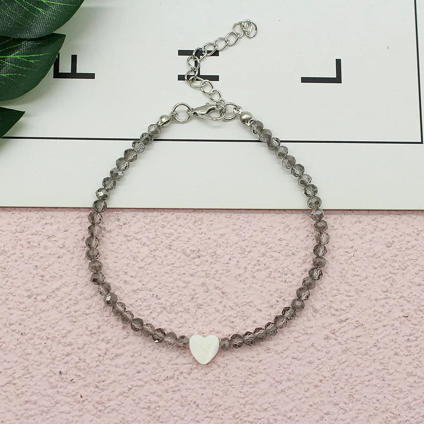 Women Beads Anklets Summer New Love Heart Charm Glass Crystal Leg Chain Anklet Bracelet  On Foot    Beach Bohemian Small Jewelry