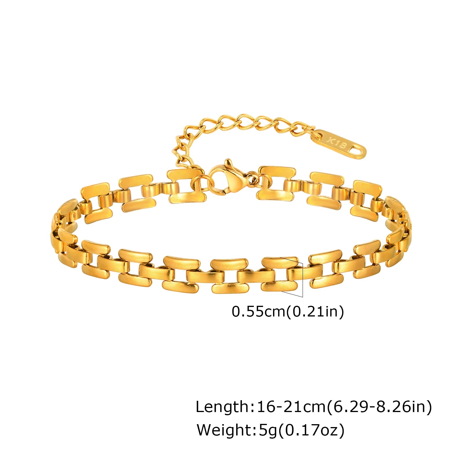 Gold Color Link Bracelet, Layering Bracelets for Women ,Stainless Steel Chain Adjustable Waterproof Jewelry
