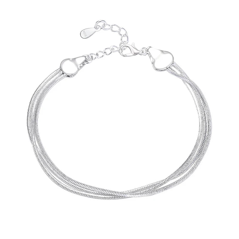 Hot Sale Sexy Beach Multilayer Snake Bones Anklets Foot Chain 925 Sterling Silver Foot Anklet Bracelet For Fashion Women Jewelry