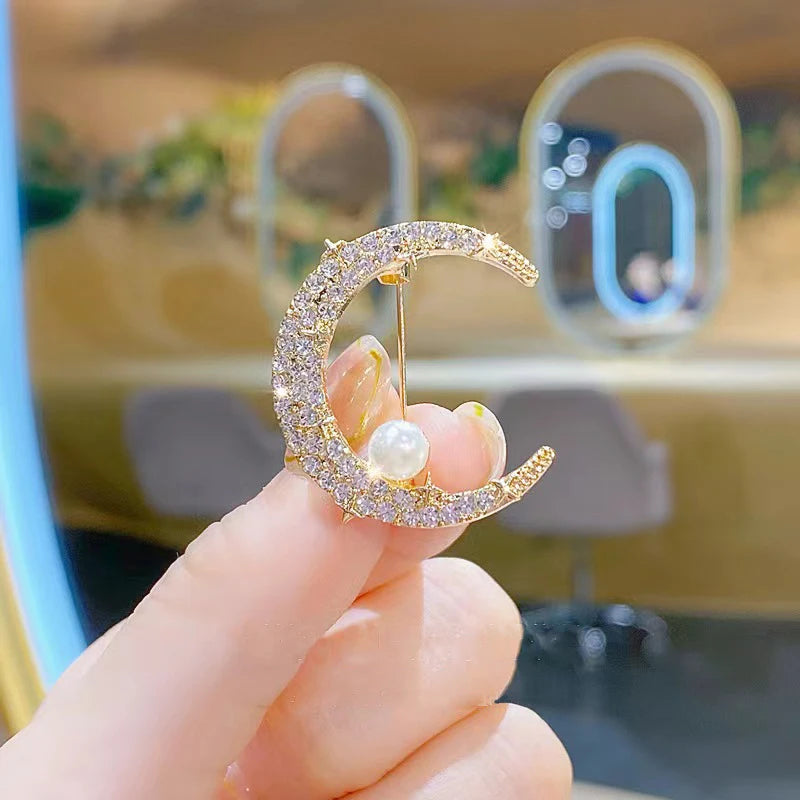 Elegant Pink Peony Brooches For Women Lady Flower Leaf CZ Zircon Pearl Pins Corsage Coat Suit Clothing Jewelry Gifts