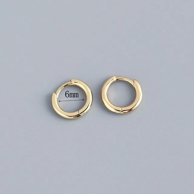 1Pair Stainless Steel Minimalist Huggie Hoop Earrings Gold Color Tiny Round 6/8/10mm Punk Unisex Rock Cartilage Earring Jewelry