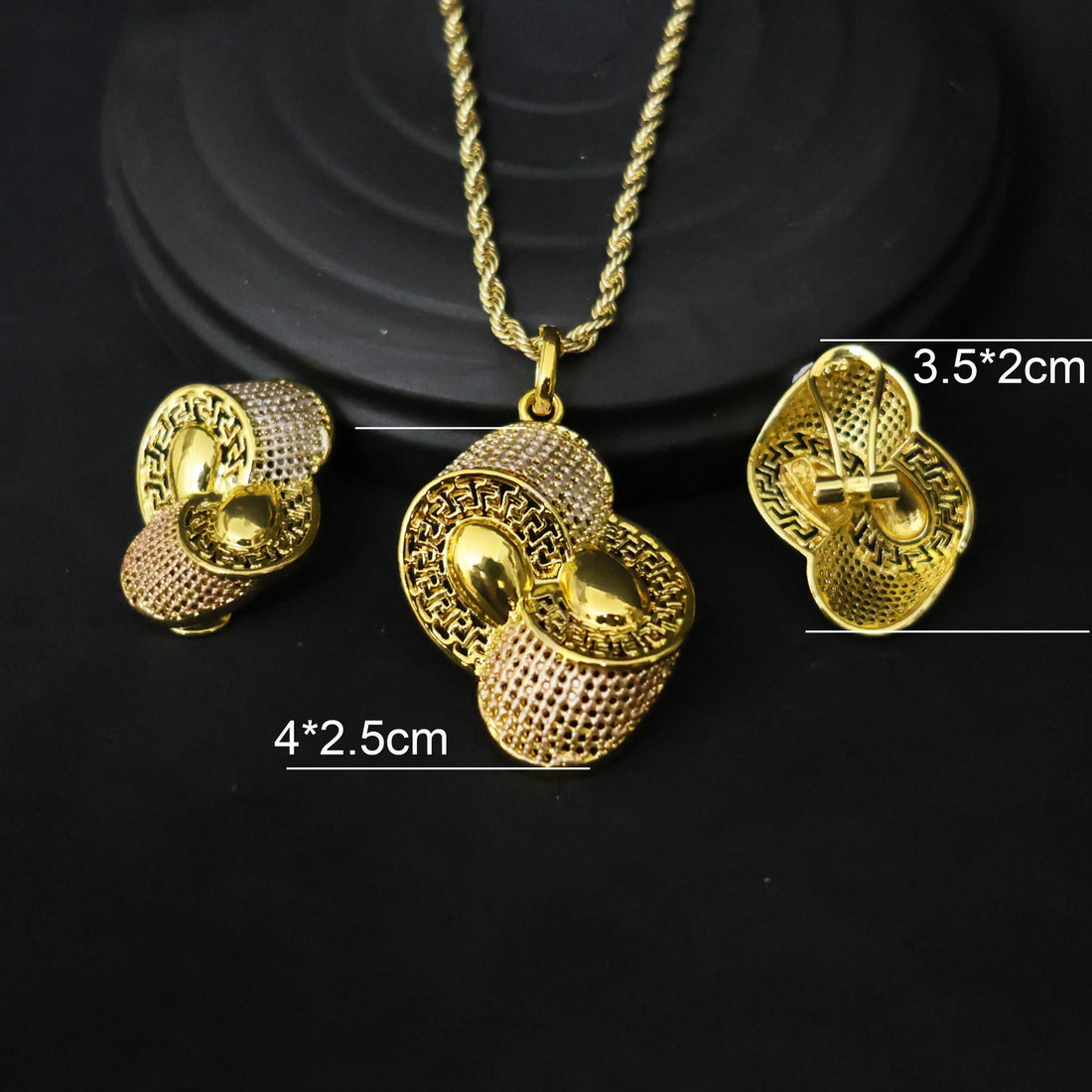 Luxury 18k Gold Plated Jewelry Set for Women Wedding Italian Jewellery Sets Bride Necklace and Earrings Bracelet African Gift