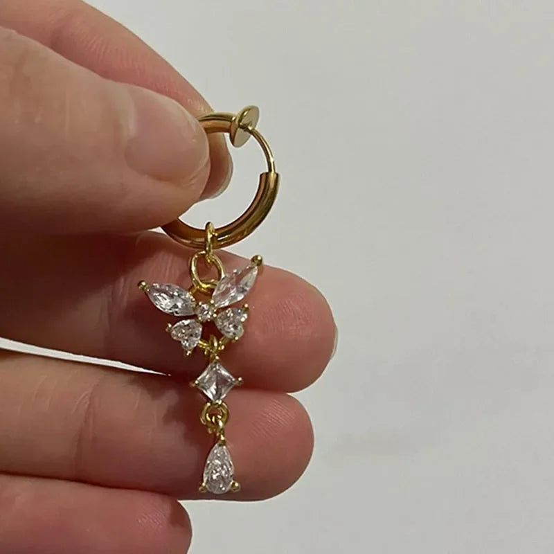 Fashion Butterfly Fake Belly Button Piercing Fake Belly Piercing Clip on Umbilical Navel Faux Belly Cartilage Earring Clip