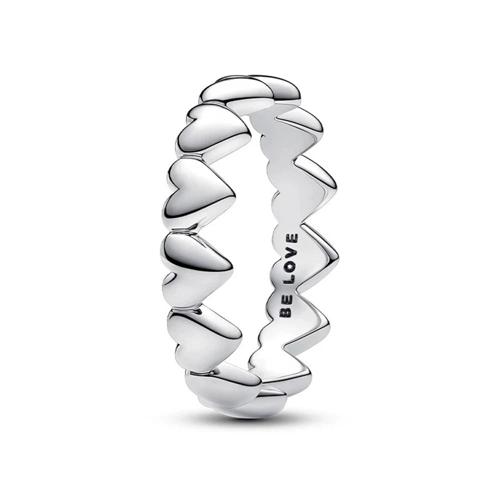 Fashion 925 Sterling Silver Organically Shaped Stacking Rings&Heart&Two-tone Entwined Bands Ring Hot Selling Gift Jewely