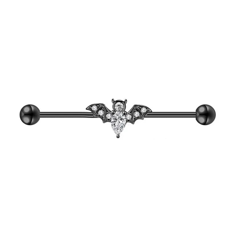 1/4PCS Crystal Bat Fake Nose Ring Septum Jewelry Stainless Steel Non Piercing Cuff Earring Rook Faux Clip on Hoop