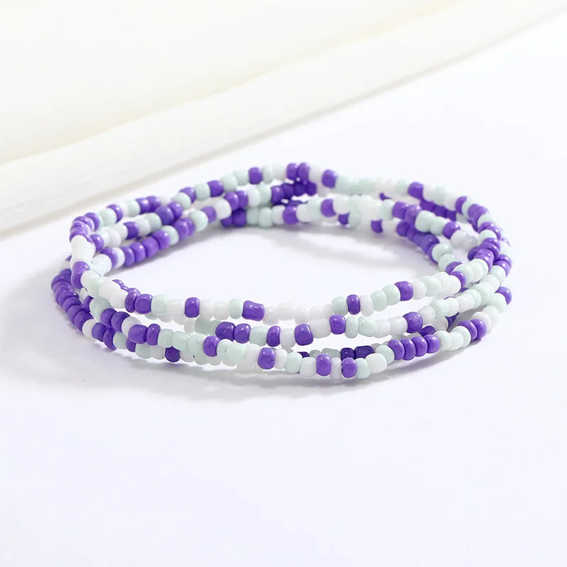 Women New Simple Fashion Hand Beaded Chain Glass Beaded Body Chain All-match Color Elastic Waist Chain BD7052