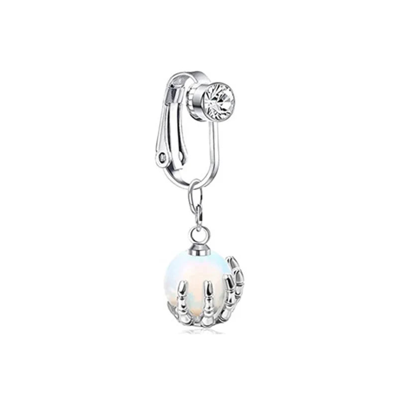 Faux Fake Belly Piercing Butterfly Leaves Dangling Long Fake Belly Button Pircing Clip On Umbilical Navel Cartilage Earring Clip