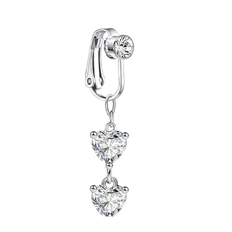 Faux Fake Belly Piercing Butterfly Leaves Dangling Long Fake Belly Button Pircing Clip On Umbilical Navel Cartilage Earring Clip