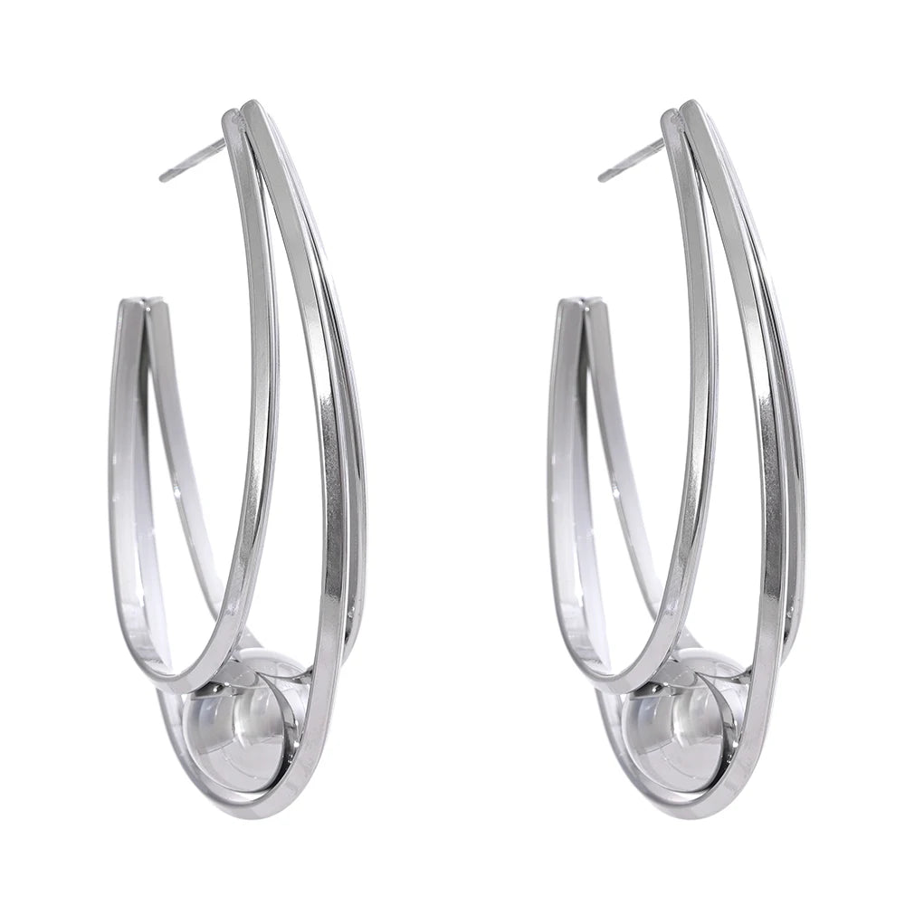 Yhpup Stainless Steel Geometric Huggie Earrings Gold & Platinum PVD Plated Rust Proof Metal Charm Daily Statement Jewelry Gift