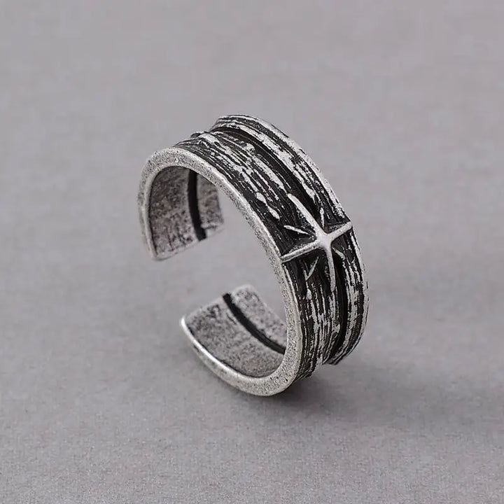 Retro Stary Night Art Ring For Men Silver Color Punk Gothic Adjustable Open Ring Rock Handmade Unisex Jewelry Accessories Gift